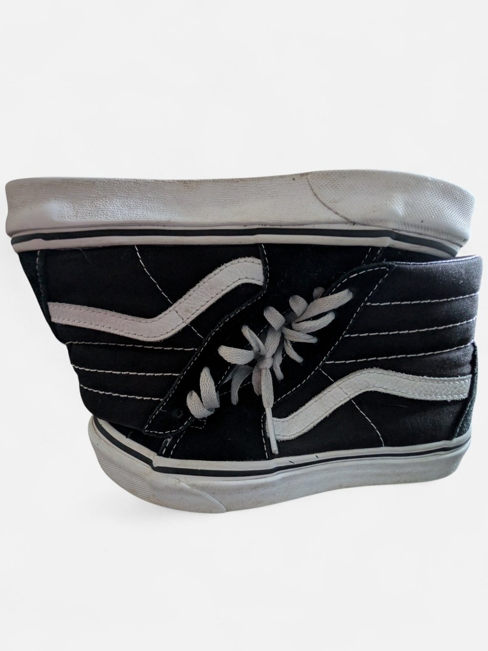 Vans Sk8-Hi High Top Sneakers Mens 3.5 Black White Suede Canvas Skate Shoes